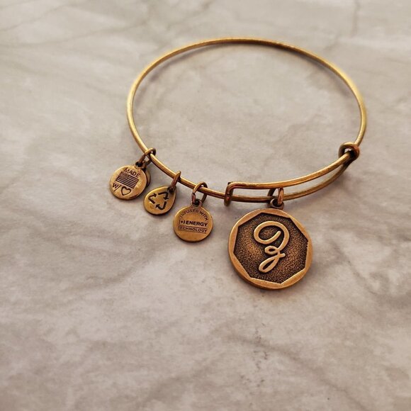 ✨ Alex and Ani Gold Z Initial Charm Expandable Adjustable Bangle Bracelet ✨ - Picture 2 of 5